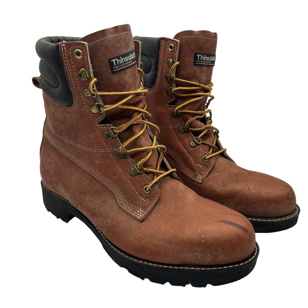 Vintage Hawthorn Boots Mens Size 12 Leather Thinsulate Insulated Work Brown